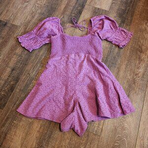 UO x Kimchi Blue Ivy Eyelet Romper in Purple Size Medium